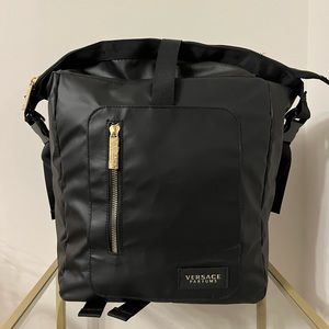 Versace Rider Black Backpack Convertible Crossbody Shoulder (Versace Parfumes)
